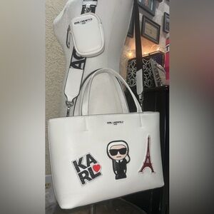 KARL LAGERFELD PARIS TOTE
SHOULDER BAG Iconic Patches